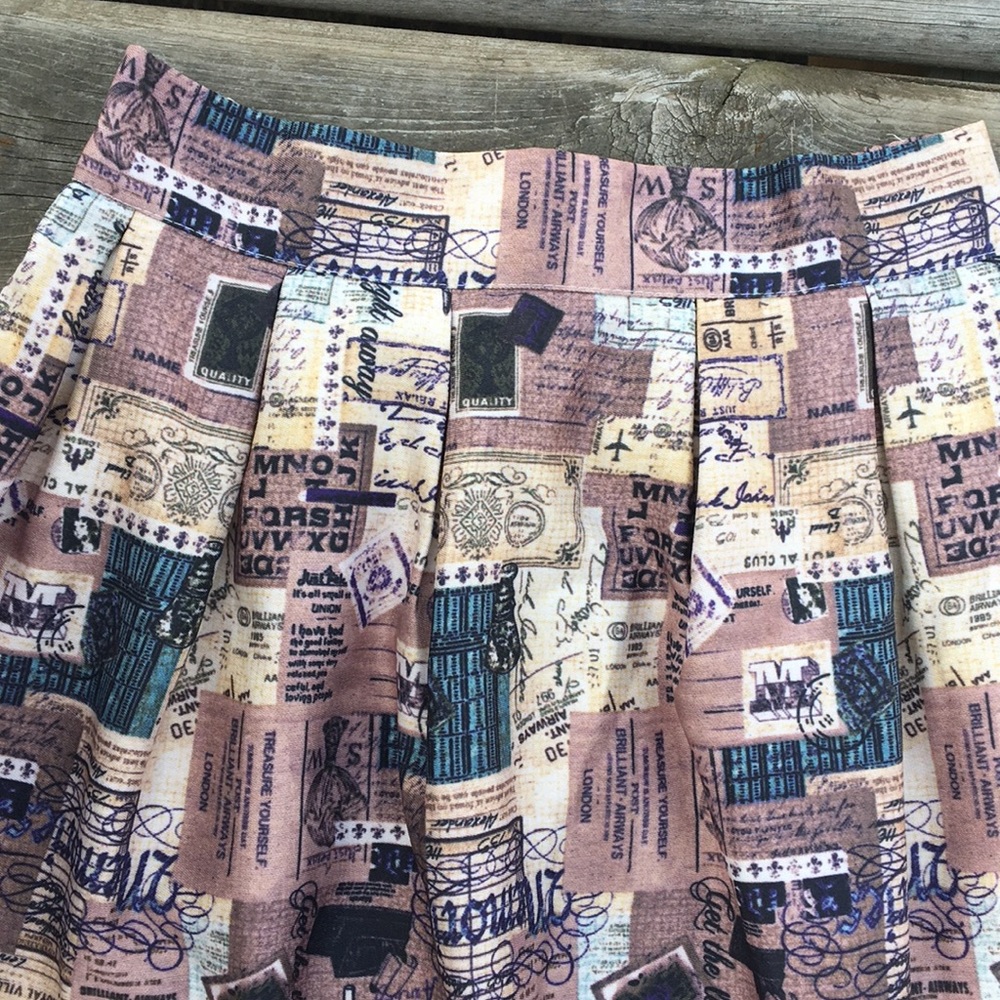 Letter Collage Print Vintage Inspired Skirt - Picture 2 of 8